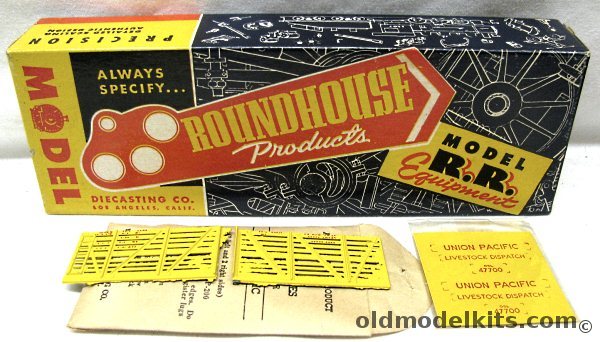 Roundhouse-Model Die Casting 1/87 40' Stock Car Union Pacific - Metal HO Craftsman Kit with Sprung Metal Trucks, S101 plastic model kit